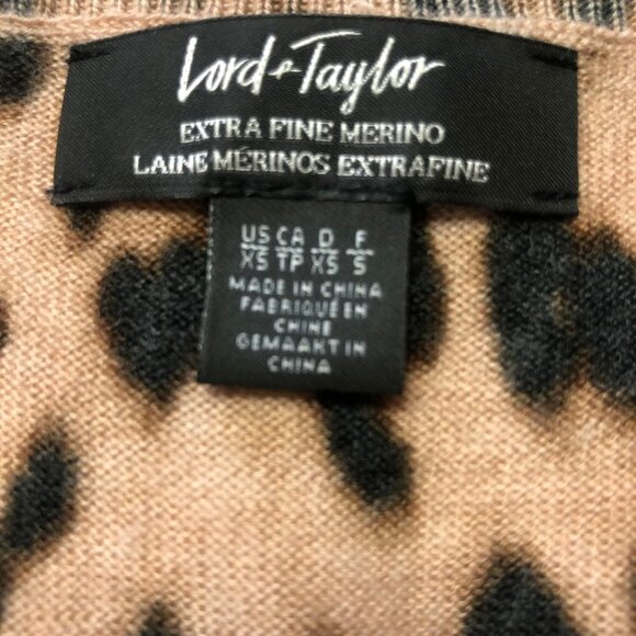 LORD & Taylor Merino Wool Leopard Animal Print Pull Over Sweater Size XS - Picture 3 of 8